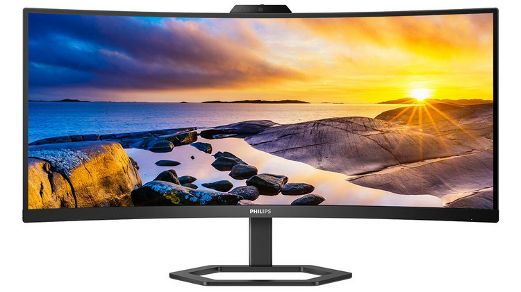 Philips представила широкоформатный изогнутый 34-дюймовый монитор со встроенной веб-камерой