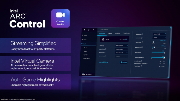 Intel представила приложение Arc Control для управления графикой Arc и Iris Xe