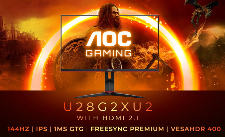 AOC представила игровой 28-дюймовый 4K-монитор GAMING U28G2XU2 для ПК и консолей