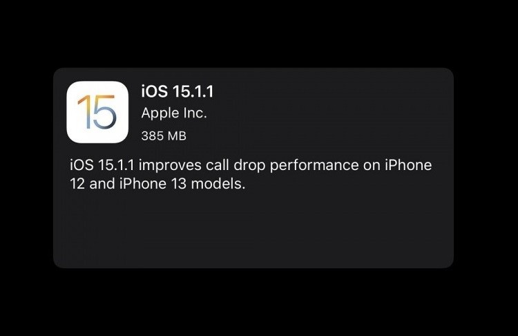 Apple выпустила обновление iOS 15.1.1, которое исправляет проблему с прерыванием звонков на iPhone 12 и iPhone 13
