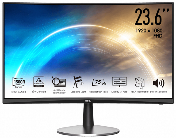 MSI выпустила вогнутый бизнес-монитор Pro MP242C с диагональю 23,6 дюйма