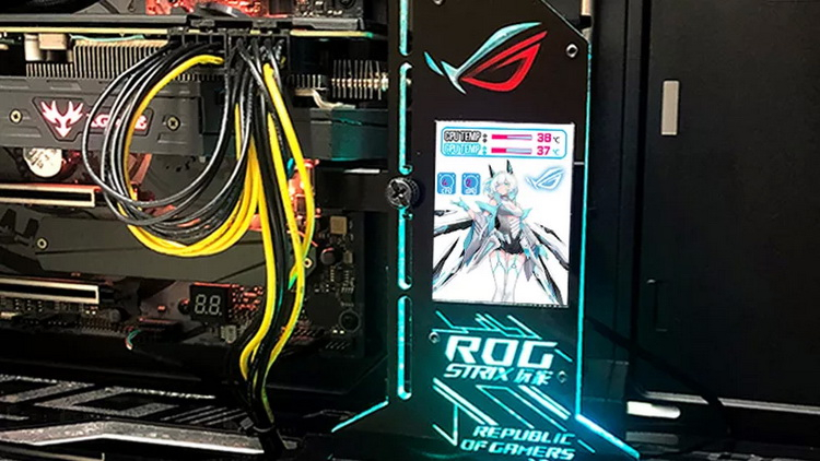 Lamptron представила подпорку для видеокарты с 2,4-дюймовым ЖК-дисплеем и RGB-подсветкой