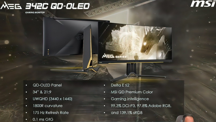 MSI анонсировала 34-дюймовый изогнутый QD-OLED-монитор с частотой обновления 175 Гц