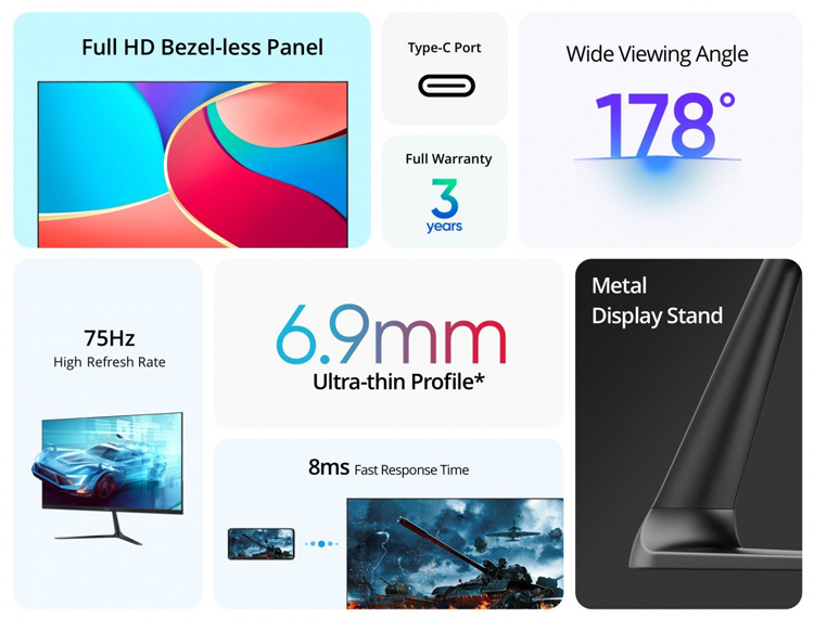 Realme вышла на рынок ПК-мониторов — представлена 23,8" модель Flat Monitor за $165
