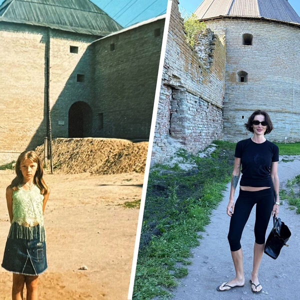 Настя Ивлеева повторила детские фото из Ладоги: «Гоняли с матушкой»