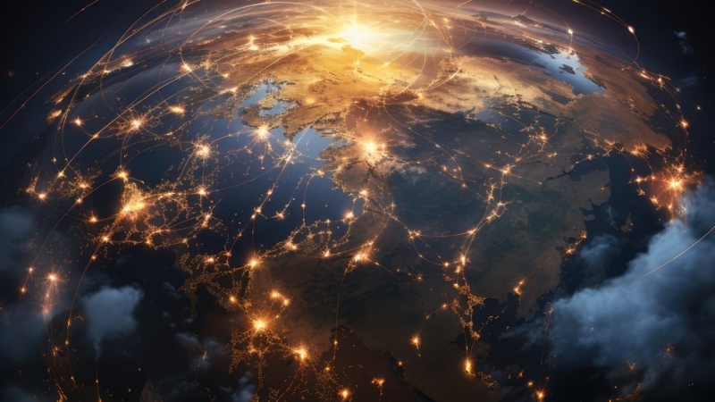 Земля в окружении искусственных спутников