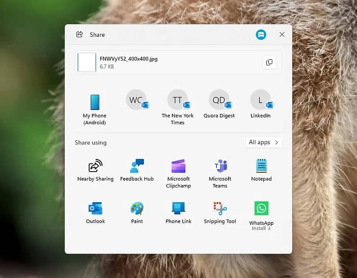 В Windows 11 в панели задач и меню «Пуск» появилась кнопка «Поделиться»
